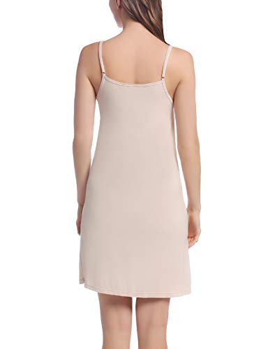 Joyaria Womens Bamboo Jersey Soft Full Slip Chemise/Lingerie/Nightgown/Under Dress/Undergarment Cotton Petite Nude S #TOP4
