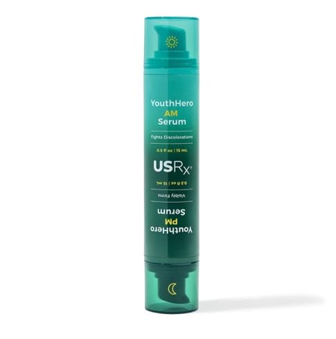Urban Skin Rx Youthhero AM/PM 2-In-1 Dual-Formula Day & Night Facial Serums, Improves Discolorations & Sun Damage, Supports Elasticity, Reduces Rough Texture, Fine Lines & Wrinkles, 1 Fl Oz Total