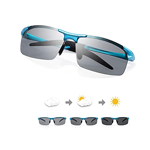 TJUTR Photochromatische Sonnenbrille Herren - Polarisierte TAC-Gläser Mit UV400 Schutz & Metallrahmen