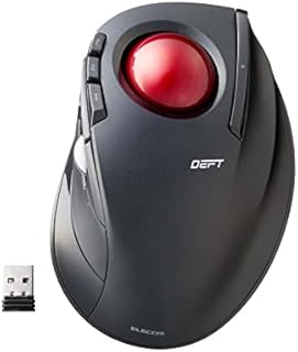 Elecom DEFT Trackball Mouse, 2.4GHz Wireless, Finger Control, 8-Button Function, Ergonomic Design, Smooth Red Ball, Windows11, macOS (M-DT2DRBK-G)