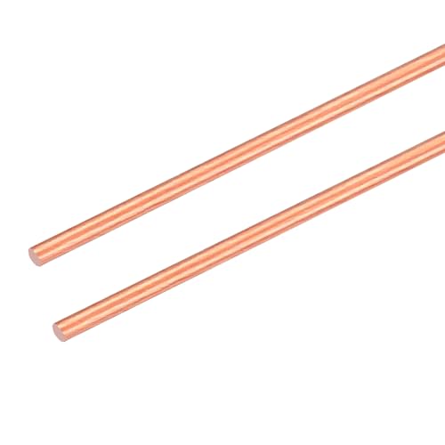 PATIKIL 2Pcs 99.99% Pure Copper Round Rod, 1.3mm / 0.05" Dia 12.6" Length Bare Copper cu Metal Rod Lathe Bar Stock for DIY Metal Craft Hobbies Gardening Industry Decoration