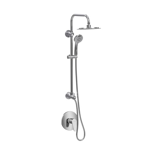 PULSE ShowerSpas 1088-CH SeaBreeze II Shower System with 8" Rain Showerhead, Slide Bar and Multi-Function Hand Shower, Polished Chrome