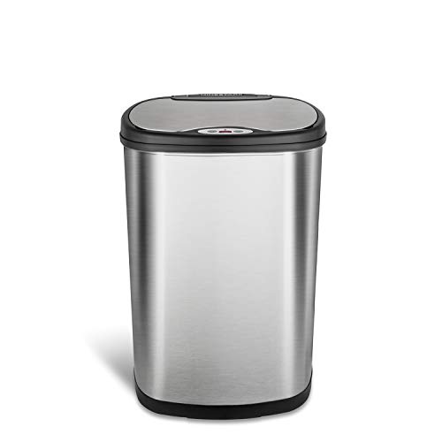 Ninestars DZT-50-13 Automatic Touchless Motion Sensor Oval Trash Can with Black Top, 13 gallon/50 L, Stainless Steel by NINESTARS - Image 6