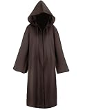 Unisex Hooded Robe Adult Halloween Cosplay Cloak with Hood Men Women Jedi Robe Medieval Monk Robe Priest Robe Wizard Robe