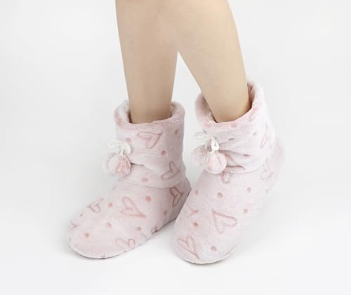 Image of Keyela Womens Non-Slip Sole Slipper Socks, Fluffy Winter House Booties | Ultra soft fuzzy warm indoor house slippers Non-skid bottom for safe walking Cozy winter footwear for ladies