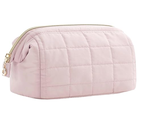 Protezione rafforzata : La borsa per il make-up ha un imbottitura spessa all’interno e maniglie doppiamente rafforzate. Ammortizzano efficacemente gli urti e proteggono i flaconi di skincare e le palette di make-up da danni.