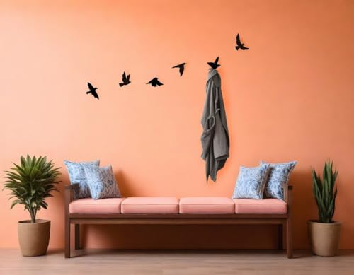 Image of Oslen Set of 6 Self-Adhesive Cute Bird Wall Hooks Key Holder & Clothes Hanger - Heavy-Duty Wall Hangings, Waterproof & Drill-Free - Strong Towel, Coat, and Kitchen Hooks for Bathroom and Kitchen