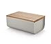 Alessi Mattina BG03 WG - Brotkasten aus Edelstahlstahl mit Epixidharz und Bambusholz, Warm Grey
