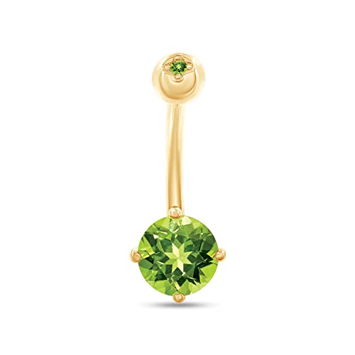 Wishrocks CHN-B3765-CSBJ167-YSL-PER Belly Button Prong Set Simulated Peridot Body Piercing Belly Button cover