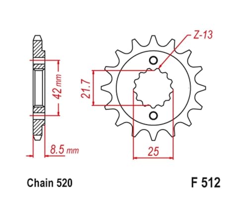Pignon avant 520 usiné haute précision pour moto 500R