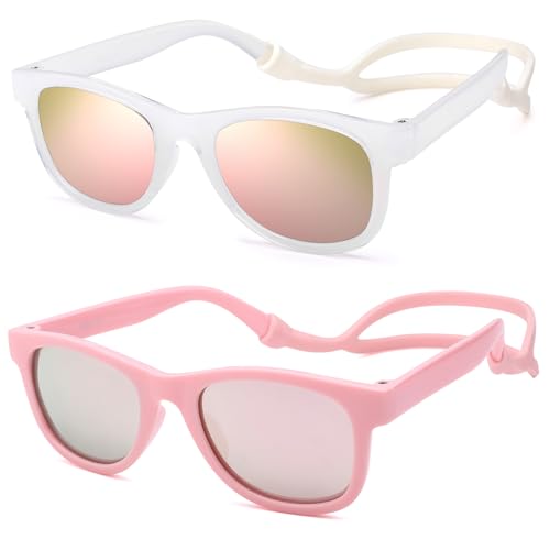 Image of Hycredi Flexible Bendable Baby Polarized Sunglasses with Strap for Newborn Infant Boys Girls Age 0-18 Months