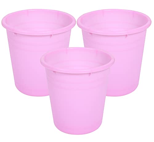 Image of Kuber Industries Plastic Dustbin|Portable Garbage Basket & Round Trash Can for Home,Kitchen,Office,College,7 Ltr,Pack of 3 (Pink)
