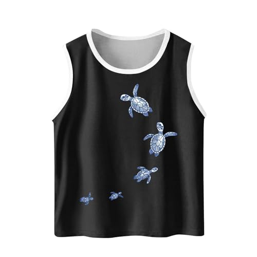 3-15T Baby Boy and Girls Sport Tank Tops Cute Sea ​​Turtle Graphic Tees Vest Sleeveless Loose Comfy Basic Shirts