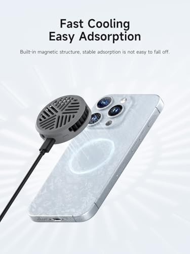 Hagibis Magnetic Cell Phone Cooler Ultrathin Cooling Fan Portable Lightweight Mobile Phone Radiator for iPhone 15 Pro Max, MagSafe Series, iPad Pro, Android, Tablet (Grey)