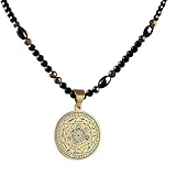 Ankh Cross Pendant Ancient Egyptian Hieroglyphic Symbol of Health and Eternal Life Men Cross Necklace with Tiger Eye Stone Obsidian Hematite Triple Protection Crystal Beads Chain (Seven Archangels-Gold)