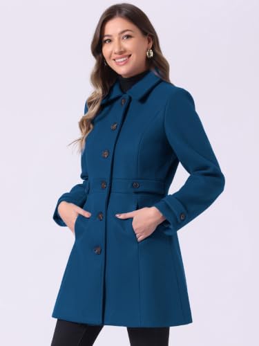 Image of Allegra K Women's Winter Classic Overcoat with Pockets Single Breasted Coat