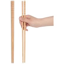 2 Pairs 13 Inches Cooking Chopsticks Wooden Long Chop Sticks Reusable Chopsticks Kitchen Chopstick for Noodles Frying Hotpot
