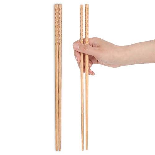 2 Pairs 13 Inches Cooking Chopsticks Wooden Long Chop Sticks Reusable Chopsticks Kitchen Chopstick for Noodles Frying Hotpot