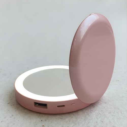Espejo Maquillaje con Luz - Espejo de Aumento - Espejo Tocador - Espejos Para Maquillaje - Espejo Tocador con Luz - Bateria Portatil - Cargador Portatil - con Funda y Cable Cargador - Regalos Mujer .