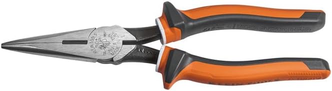 Klein Tools 2038EINS Long Nose Side Cutter Insulated Pliers with Slim Induction Hardened Cutting Knives for Long Life, 8-Inch