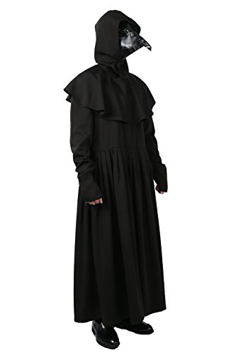 Plague Dr Black Costume Deluxe Cosplay Outfit Mask (Optional) Masquerade L
