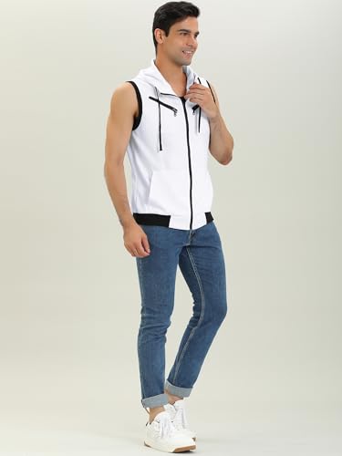 uxcell Men's Sleeveless Slim Fit Hoodie Vest Zipper Drawstring Gilet Jacket with Pockets4