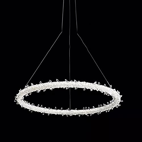 Suspension LED en anneau de cristal pour salon et salle à manger