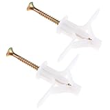 DEARMAMY 100Pcs Nylon Plastic Expansion Screw Set M8X38 Aircraft Type Drywall Anchor Kit for Hollow Wall