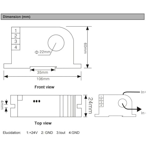 Transductor de corriente CA QNDB7 AC 0-400A para automatismos de plantas 4
