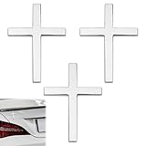 3 Pcs Metal Jesus Christian Badge Stickers, 3D Alloy Cross Emblems for Car, Self-Adhesive Scratch-Resistant, Waterproof Decals for Truck & SUV, Ideal for Thanksgiving & Christmas Day (Silver)