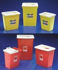 8989PG2 PT# 8989PG2- Container Sharps Chemosafety Hinged Yellow 18gal 5/Ca by, Kendall Company