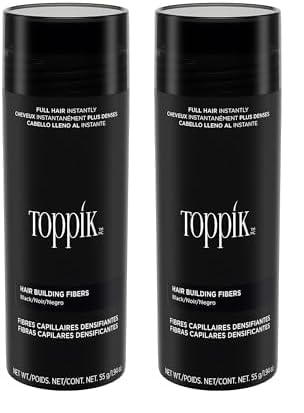 Toppik Schwarz Streuhaar für volleres Haar in Sekunden, Haarpuder für einen authentischen Look, Schütthaar bei Haarausfall für Männer und Frauen, 55g (Packung mit 2)
