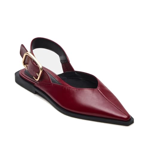 Slingback Flats for Women Pointed Toe Elegant Ballet Flats with Buckle Strap Comfortable Dress Shoes for Party Work