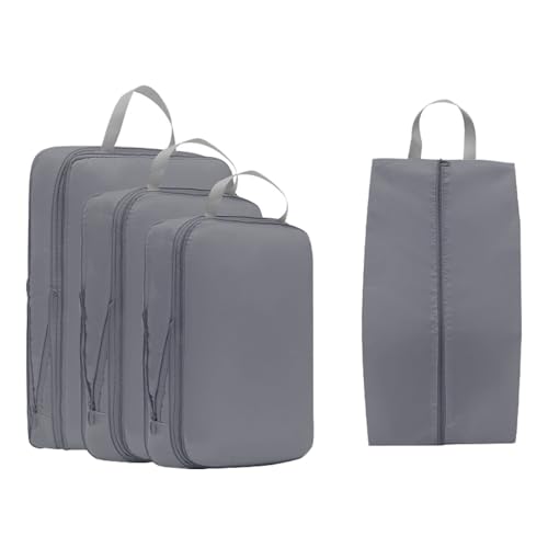 4 Piezas Organizadores de Viaje, Bolsa de Almacenamiento con Cremallera, Bolsa de Almacenamiento Compresible, Organizadores de Maletas, para Viajes, Hogar y Actividades (D)