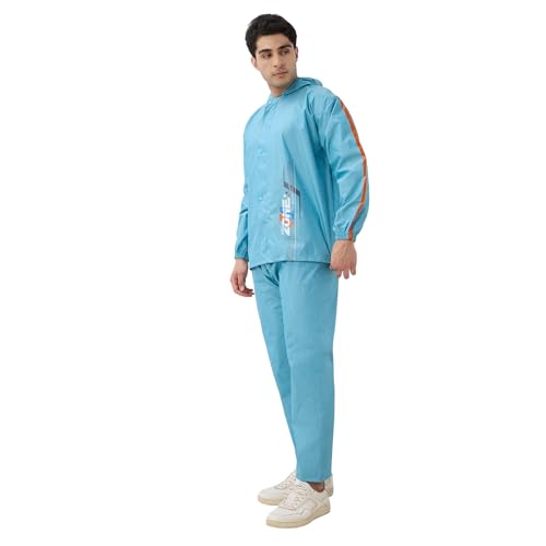 Image of Citizen Designer Rain Suit for Men, Special Slub Rubberized Fabric, Heavy PVC Coating, Heavy Duty Zipper, Reflective Back Print, Inbuilt Cap, Elastic Cuff, Designer Tapping Series