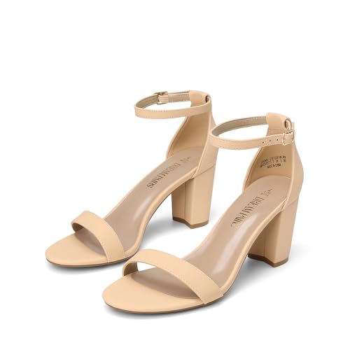 DREAM PAIRS Women's Chunky Block Heel Sandals, Open Toe Ankle Strap Dress Shoes, Comfortable Wedding...