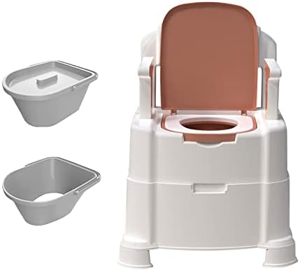 Mobile Bedside Commode- Adult Potty Chair, Pu Soft Seat and Height-Adjustable Toilet with Armrests for the Elderly, Portable Toilet for Home Use, Suitable for People with Disabilities and the Elderly