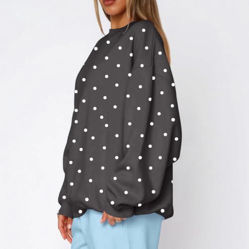 Polka Dot Sweatshirt Women Cute Oversized Crewneck Pullover Sweatshirts - image 5