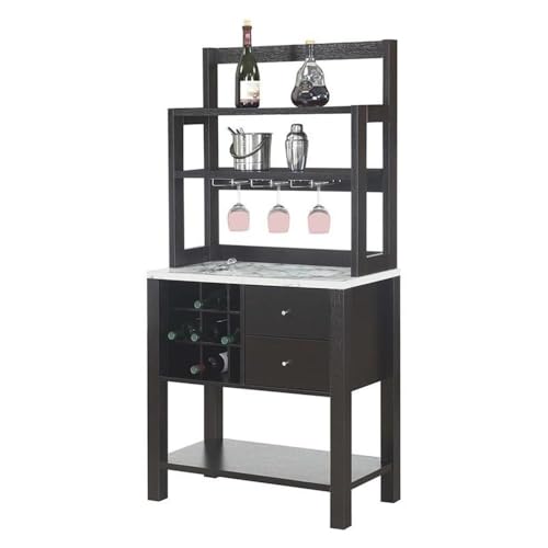Convenience Concepts Newport Serving Cart Modern Storage Bar Cabinet with Drawers, Wine Rack for Kitchen, Dining Room, 31