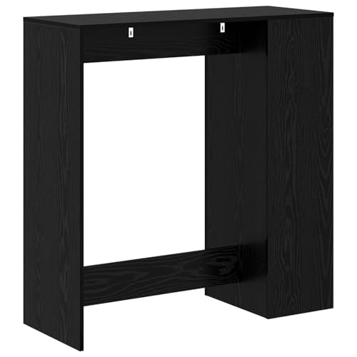 Table de bar noire aspect chêne 101x40x103.5 cm en bois avec 3 étagères - 8