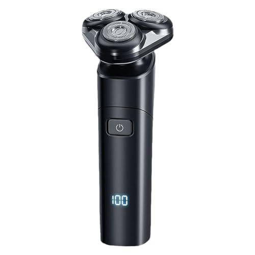 Rasoio elettrico, strumento per la toelettatura degli uomini, compatto tre teste elettrico, rasoio umido e asciutto con trimmer pop-up, rasoio ricaricabile portatile con display digitale, rasoio