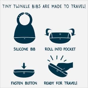 Tiny Twinkle Roll-Up Silicone Bib - Soft, Durable, Easy Clean Waterproof Silicone Bibs With Food Catcher