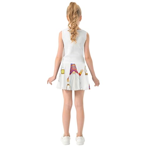 Athletic Shorts for Girls Skorts Tennis Skirts Kids Running Butterfly Skirt Whimsical Cute Gnomes White 3t4