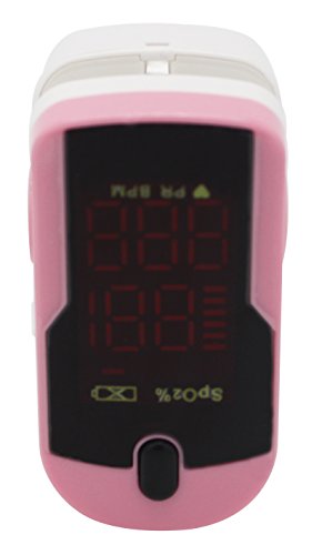 Santamedical Generation 2 OLED Fingertip Pulse Oximeter Oximetry Blood Oxygen Saturation Monitor with Batteries and Lanyard - Pink