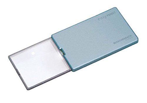 Lindner 152122 - Iluminada lupa de bolsillo, Iluminación y ampliación en un formato de tarjeta de crédito, Color: azul, Aumento: 4x, Dioptría: 16