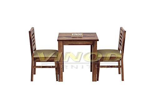 Image of Solid Wooden Sheesham Wood 2 Seater Dining Table Set with 2 Chair for Dining Room Wooden Dining Chairs Set of 2 Living Room Furniture (Teak Finish)