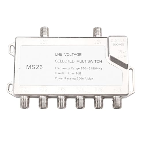 Ounfhtrttk Conmutador de TV Independiente A Prueba de Agua con Cable de Antena de 950 2150 MHz, 2 Entradas y 6 Salidas, LNB Diseqc, Alimentación, 2 Entradas y 6 Salidas