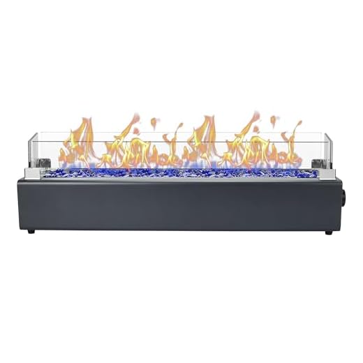28-inch Table Top Propane Fire Pit, 40,000 BTU Tabletop Firepit for Patio, Outdoor Portable Fireplace Rectangular Fire Bowl w/Wind Glass Shield, Glass Rocks - Carbon Gray