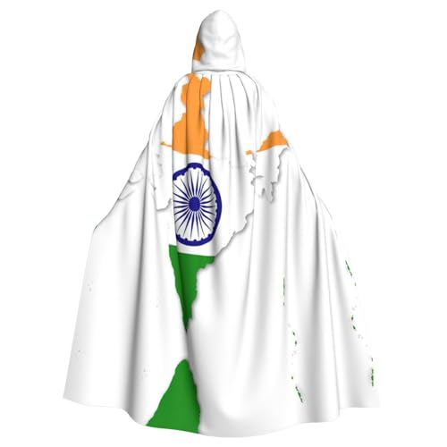 Capa de bruja elegante con estampado de mapa de la India, capa con capucha, disfraz de mago para Halloween, cosplay y carnaval