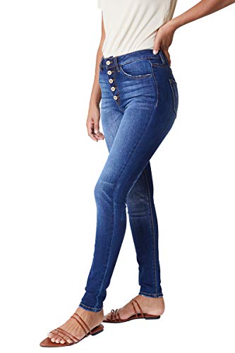 Kan Can Women's High Rise Curvy Button Fly Super Skinny Jeans - KC71144